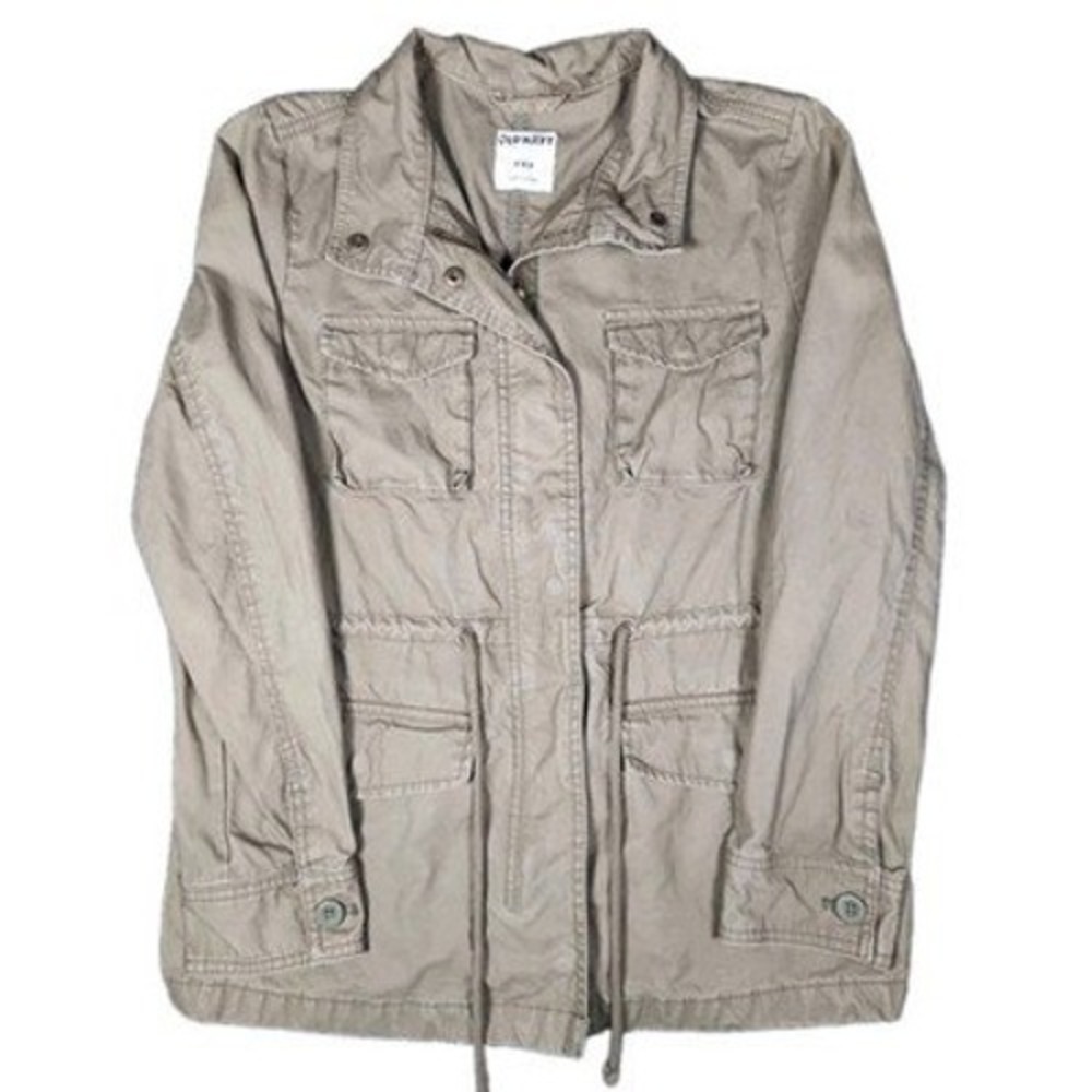 Old Navy Womens M Utility Field Jacket Olive Army Green Cotton Canvas Coat